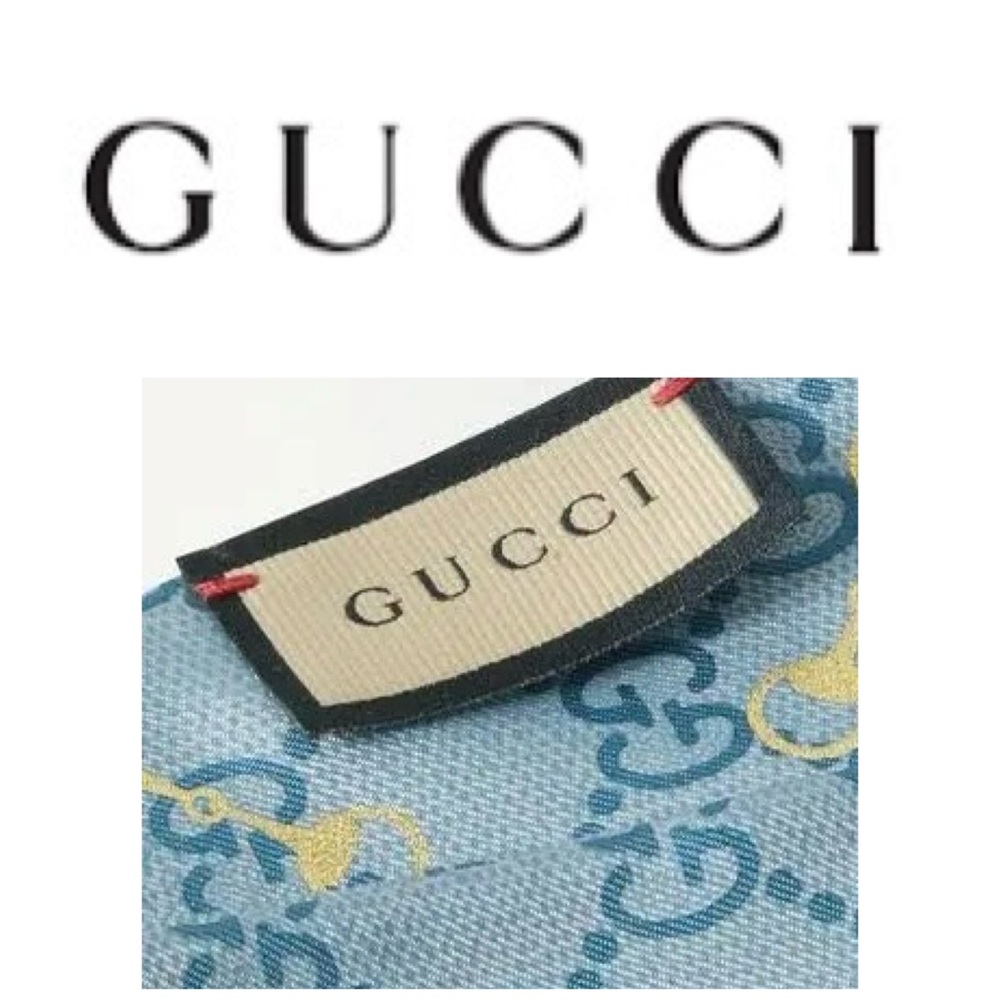 GUCCI GG AND HORSEBIT PRINT RIBBON || NB Gold Twill Reseda